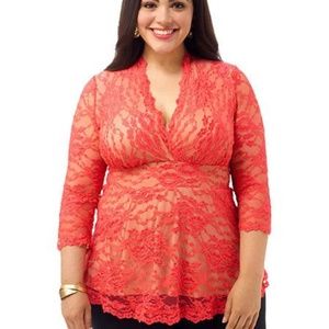 Kiyonna Women's Orange Linden Lace